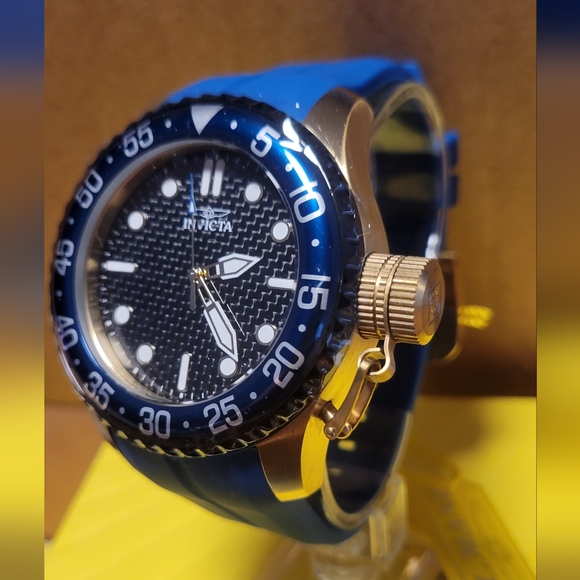 NWT Invicta Pro Diver Mens Watch (39509), 50mm Steel Gold-Tone Case, Blue Band - Picture 3 of 8